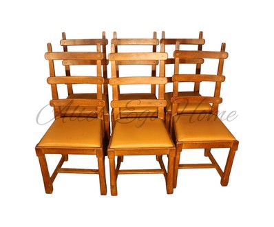 Комплект из 6-ти стульев светлого дуба со сквозными спинками 1940-х гг. 