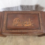 Антикварный китайский сундук из тика с резными композициями 1910-х гг. 