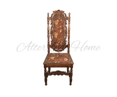 Антикварный стул с резной спинкой 1850-х гг. 