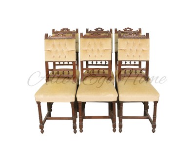 Комплект антикварных стульев с резной балюстрадой 1880-х гг.