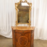 Комплект из винтажного настенного зеркала и полушкафа с мраморной столешницей 1940-х гг. 