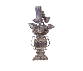 Лампа настенная в виде вазона с розами из дерева и металла