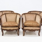 Винтажные мягкие кресла из орехового массива 1950-х гг.