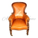 Антикварное кресло с кожаной обивкой 1850-х гг. 