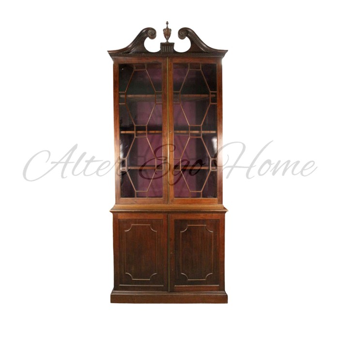 Антикварный книжный шкаф с разомкнутым фронтоном 1870-х гг. 