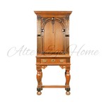 Антикварный шкаф с арочным резным убранством на высоких ножках 1860-х гг.  