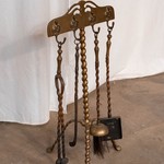 Антикварный набор для камина из латуни 1890-х гг.