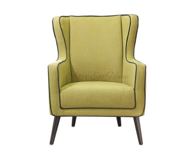 Фактурное кресло с "ушами" лимонного цвета