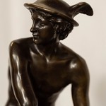 Антикварная бронзовая скульптура античного бога 1870-х гг. 