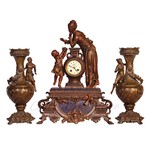 Антикварные каминные часы с вазами (комплект)