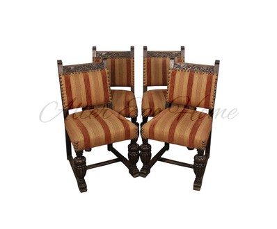 Комплект антикварных стульев с пышными сиденьями 1910-х гг. 