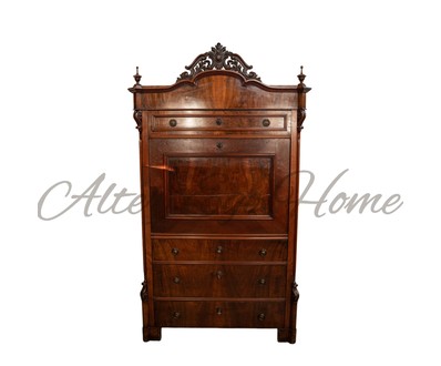 Антикварный секретер с резным навершием 1840-х гг. 