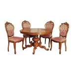  Комплект из четырех стульев со стяжкой и круглого антикварного стола