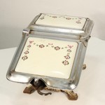 Антикварный эмалированный зольник с цветочным орнаментом 1900-х гг. 