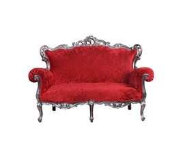 Двухместный красный диван из массива бука