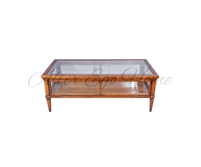 Винтажный кофейный столик красного дерева со стеклянной столешницей 1960-х гг.