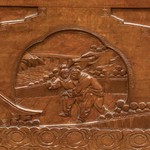 Антикварный китайский сундук из тика с резными филенками 1910-х гг. 