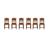 Комплект из шести антикварных стульев из дуба 1890 года