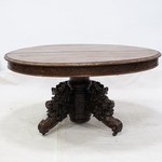 Антикварный дубовый стол с массивным подстольем 1850-х гг.