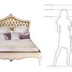 Двуспальная кровать в стиле барокко с кожаным изголовьем со стяжкой