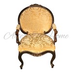 Антикварное кресло с круглой спинкой тёмного дуба 1880-х гг. 