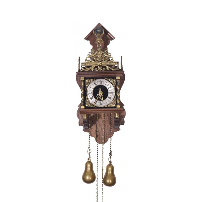 Голландские настенные часы из дуба украшенные ковкой