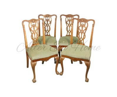 Комплект из 4-х антикварных стульев в стиле Томаса Чиппендейла 1890-х гг. 