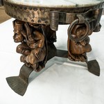 Антикварный кофейный столик с кованным каркасом и мраморной столешницей
