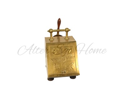 Антикварное латунное ведро для золы (зольник) с совочком 1900-х гг. 