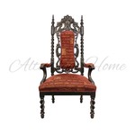 Антикварное кресло тронного типа резного темного ореха 1850-х гг. 