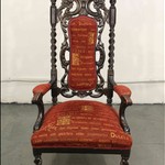Антикварное кресло тронного типа резного темного ореха 1850-х гг. 