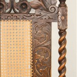 Антикварное дубовое кресло с ротанговой спинкой 1860-х гг. 