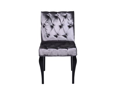 Серебристый бархатный стул с рельефным сидением