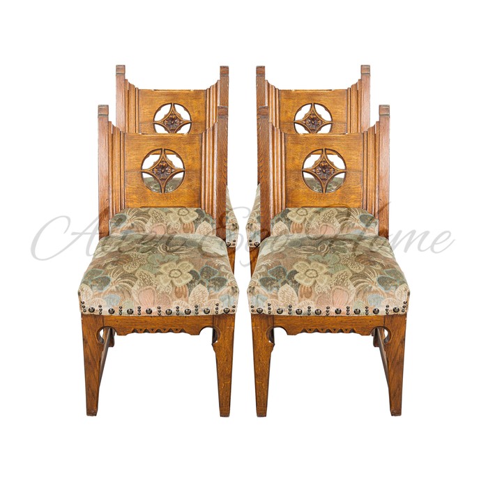 Комплект антикварных стульев с пышными сиденьями 1920-х гг.