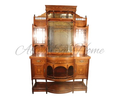 Антикварная викторианская витрина из палисандра 1870-х гг. 