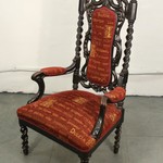 Антикварное кресло тронного типа резного темного ореха 1850-х гг. 