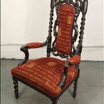 Антикварное кресло тронного типа резного темного ореха 1850-х гг. 