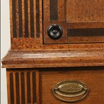 Антикварный шкаф с арочным резным убранством на высоких ножках 1860-х гг.  