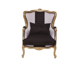 Кресло с закругленной спинкой в стиле барокко с золотистым каркасом