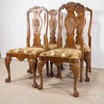 Комплект ореховых стульев с фигурными спинками 1900-х гг.