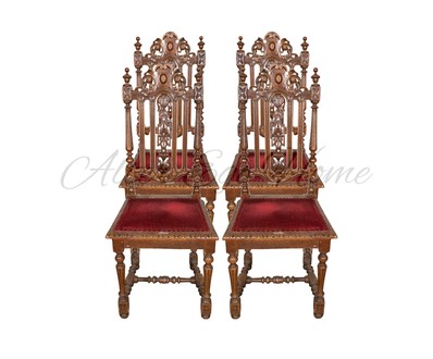 Комплект из четырех антикварных стульев в стиле неоренессанс 1850-х гг.