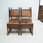 Старинные дубовые стулья с обивкой из кожи 1910-х гг.