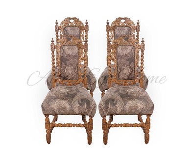 Комплект антикварных стульев с резными композициями 1860-х гг.